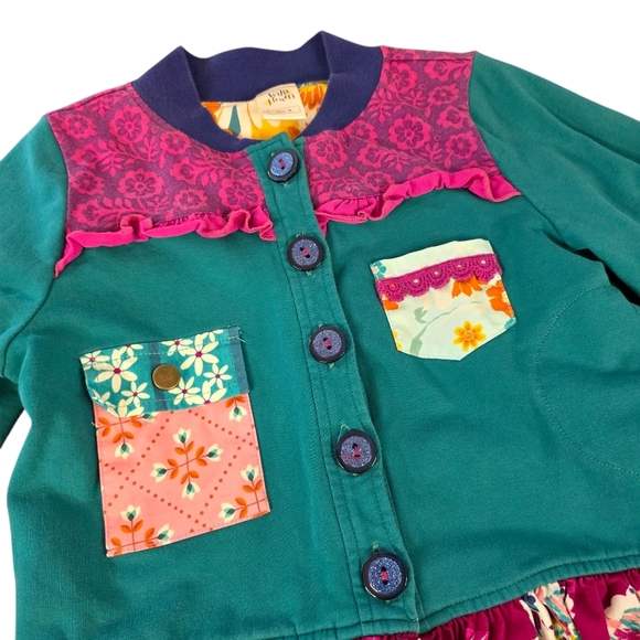 Wildflowers Be Bold Stand Up Girls Ruffle Multicolor Patchwork Jacket  - Size 8 - Picture 2 of 8